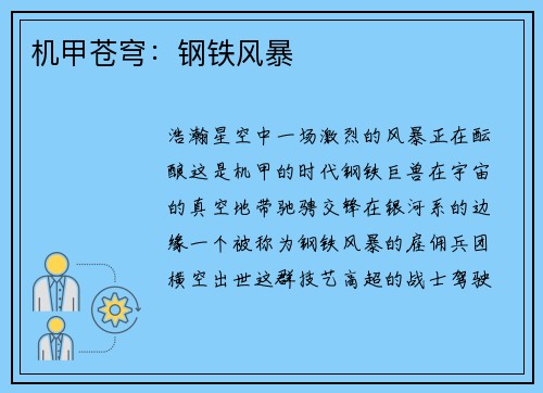 机甲苍穹：钢铁风暴
